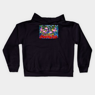 flamingo with flowers Kids Hoodie